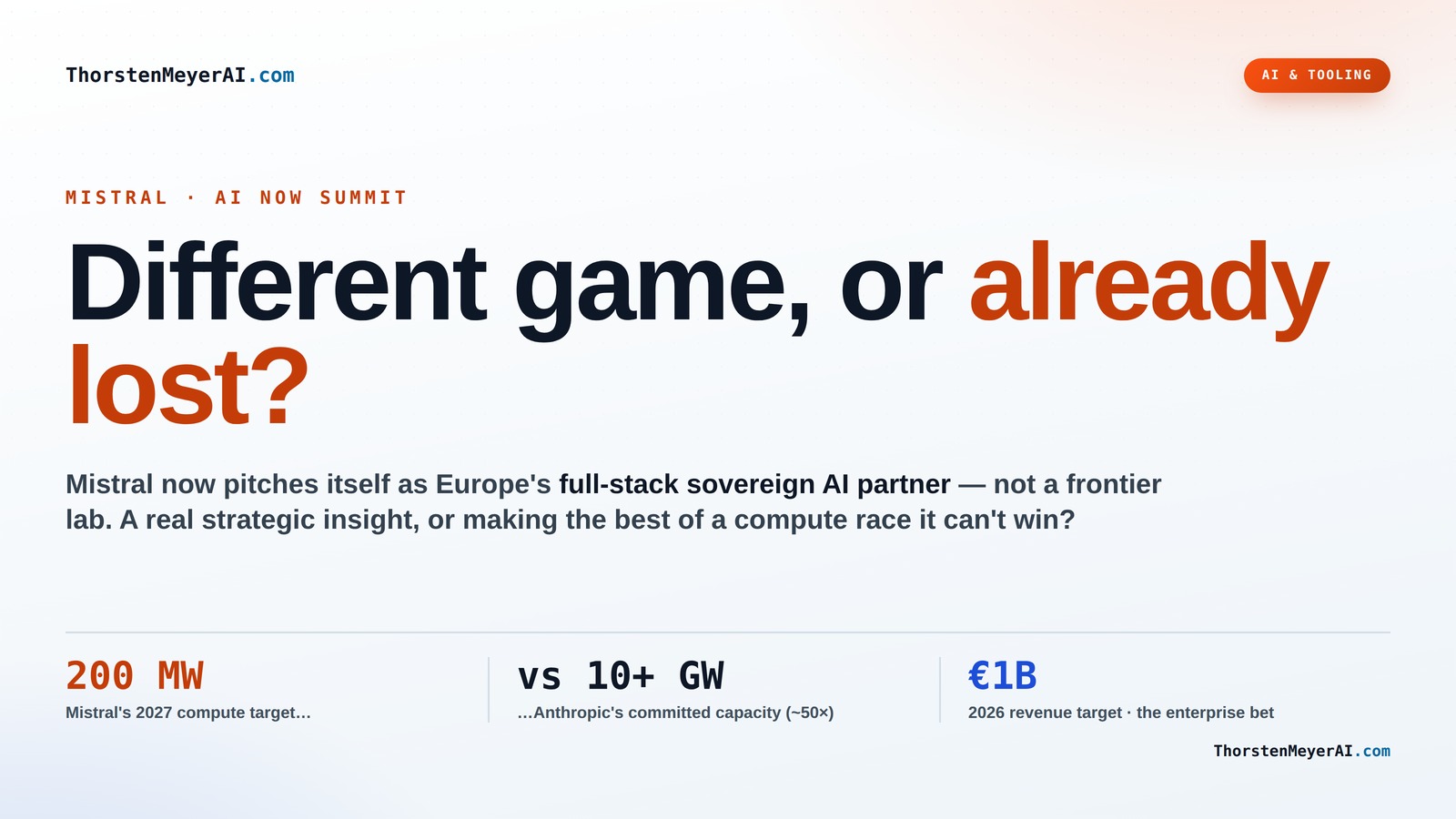 Different Game, or Already Lost? Reading Mistral's Sovereignty Bet