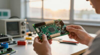 Examining circuit boards from the Space Shuttle's I/O Processor