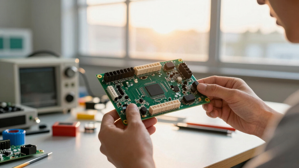 Examining circuit boards from the Space Shuttle's I/O Processor